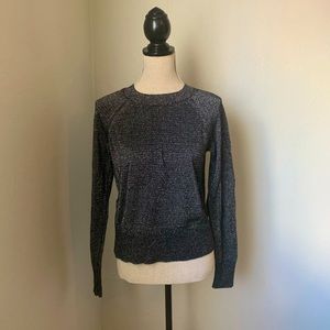 NWOT Gap metallic black and sliver crew neck sweater size M